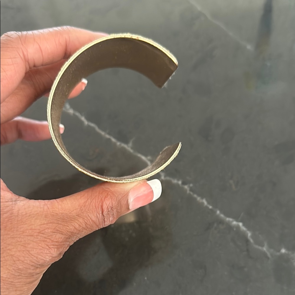 Gold Textured Cuff Bracelet - Picture 2 of 3